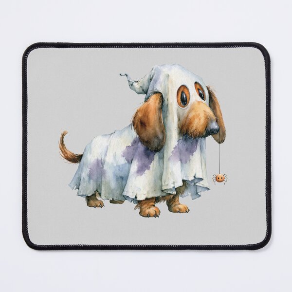 Item preview, Dachshund Ghost Costume Watercolor Art designed and sold by NadinArtStudio.