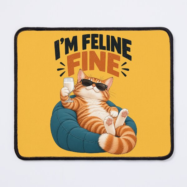 Item preview, I’m Feline Fine – Funny Relaxed Cat Pun designed and sold by Furflix.