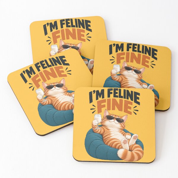 Item preview, I’m Feline Fine – Funny Relaxed Cat Pun designed and sold by Furflix.