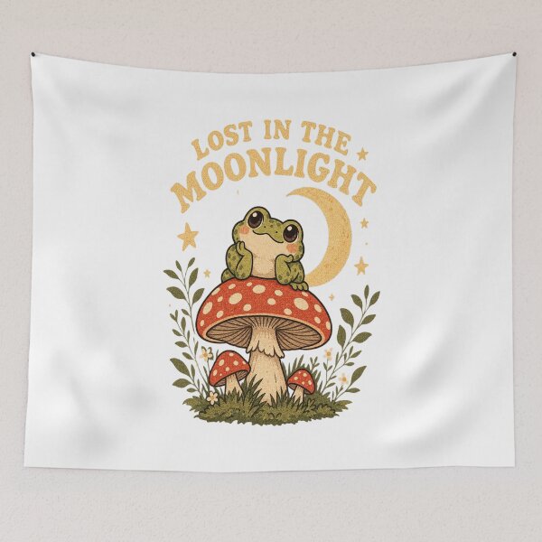 Item preview, Lost in the Moonlight Frog – Cute Mushroom Frog Vintage Forest Design designed and sold by KhadijaArt ⭐⭐⭐⭐⭐.