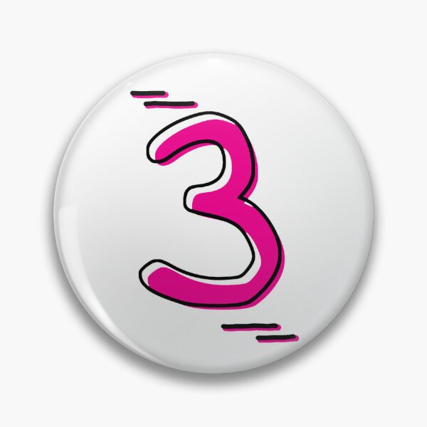 Item preview, Number 3 - Bold Pink Artistic Numeral Design designed and sold by Dyche Studio.