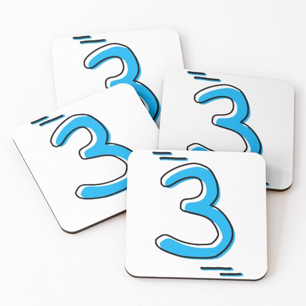 Item preview, Number 3 - Bold Blue Artistic Numeral Design designed and sold by Dyche Studio.