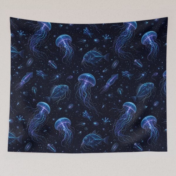 Item preview, Bioluminescent Deep Sea Creatures Pattern designed and sold by frumixart.