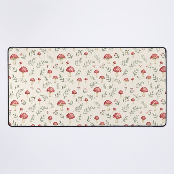 Item preview, Red Mushroom Botanical Pattern | Watercolor Toadstool & Greenery Print designed and sold by dalilashops.