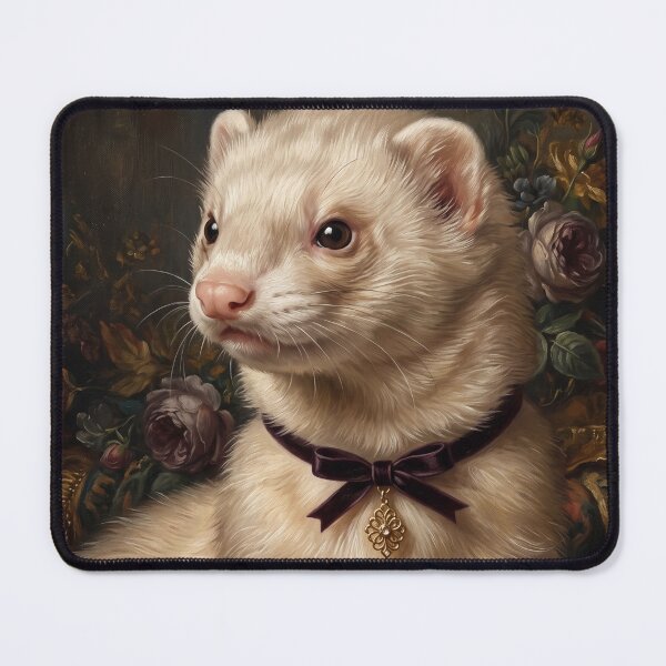 Item preview, Regal Ferret Portrait with Velvet Ribbon designed and sold by Real Beast Art.