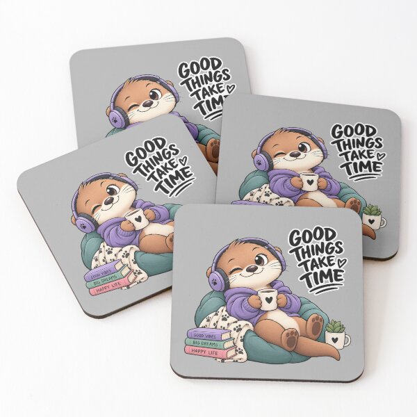 Item preview, Funny Otter Meme Collection - Good Things Take Time Cute Otter - Inspirational Cartoon Animal | Patience & Positive Energy designed and sold by MiraLumeStudio.