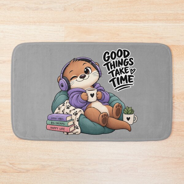 Item preview, Funny Otter Meme Collection - Good Things Take Time Cute Otter - Inspirational Cartoon Animal | Patience & Positive Energy designed and sold by MiraLumeStudio.
