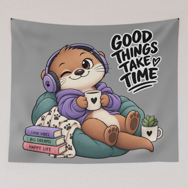 Item preview, Funny Otter Meme Collection - Good Things Take Time Cute Otter - Inspirational Cartoon Animal | Patience & Positive Energy designed and sold by MiraLumeStudio.
