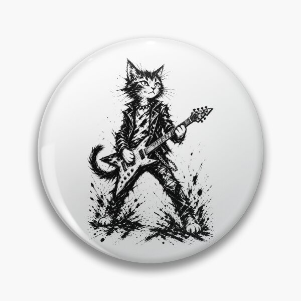 Item preview, Rock Star Cat Electric Guitar Monochrome Brushstroke Art designed and sold by Artycom.