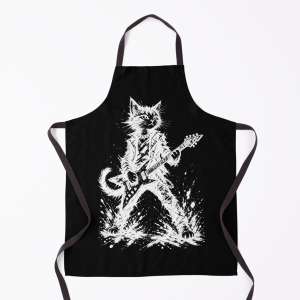 Item preview, Rock Star Cat Electric Guitar Monochrome Brushstroke Art designed and sold by Artycom.
