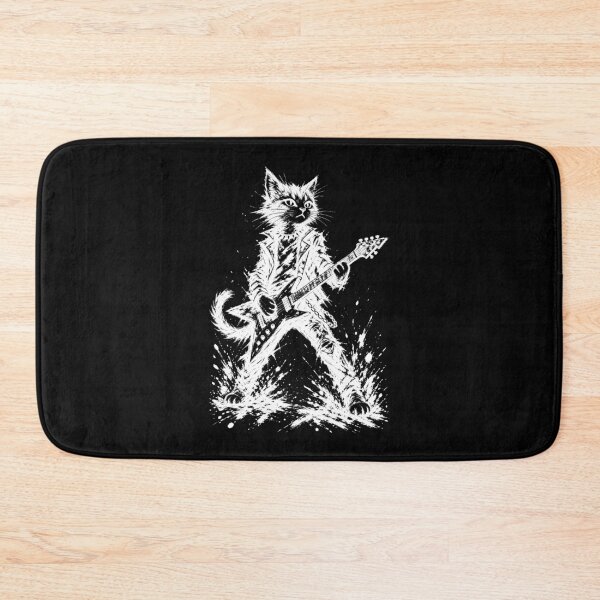Item preview, Rock Star Cat Electric Guitar Monochrome Brushstroke Art designed and sold by Artycom.