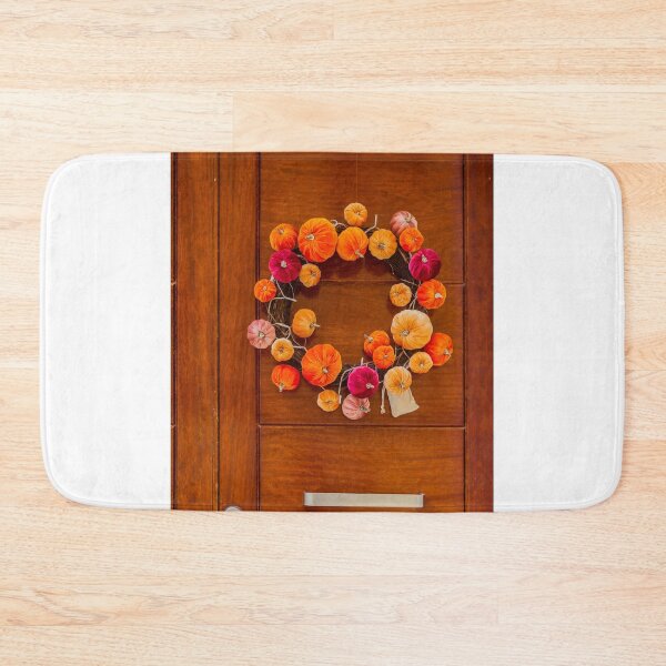 Item preview, Autumn Pumpkin Wreath Decor on Warm Wooden Door for Festive Seasonal Home Entrance designed and sold by Nmallia.