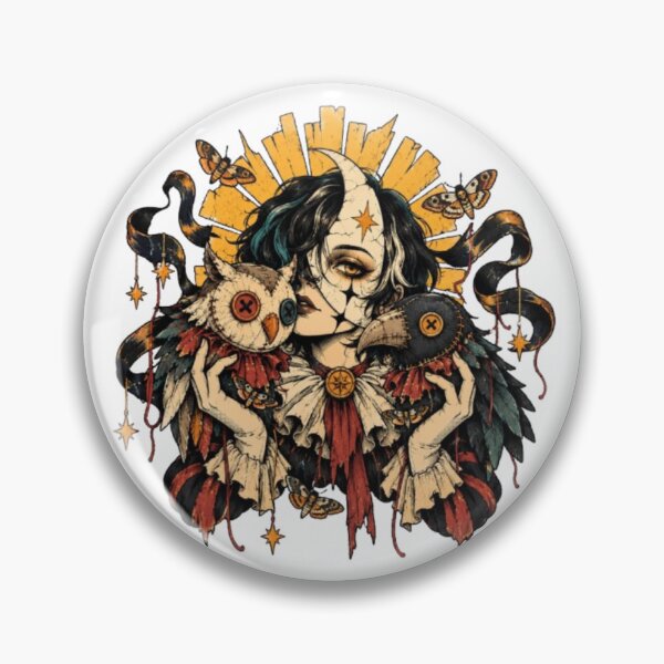 Item preview, Mystical Moon Clown & Patchwork Owls – Dark Celestial Gothic Art designed and sold by TATOXIDE.
