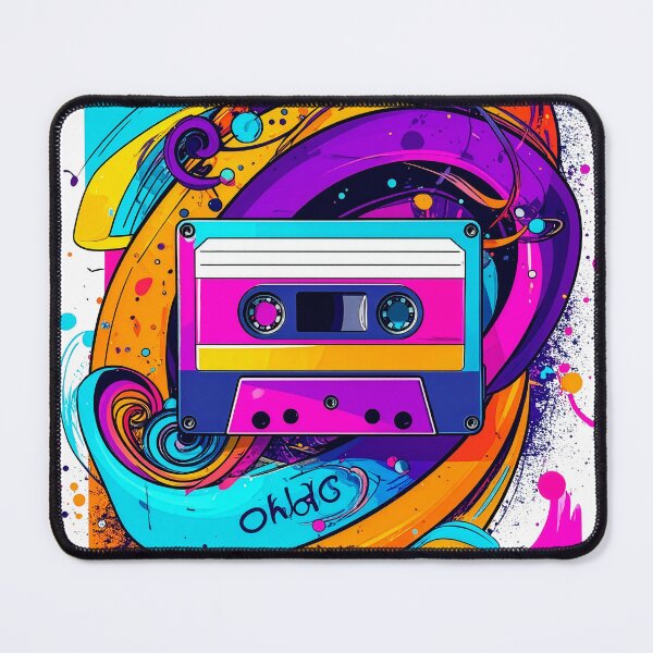 Item preview, Retro Cassette Tape Explosion | Neon 80s Music Aesthetic | Synthwave Mix Tape Art designed and sold by dj-illustration.