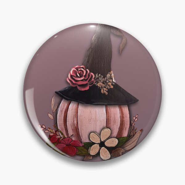 Item preview, Pink Witch Hat Pumpkin – Romantic Autumn Halloween Art designed and sold by ArtistsAtticWI.