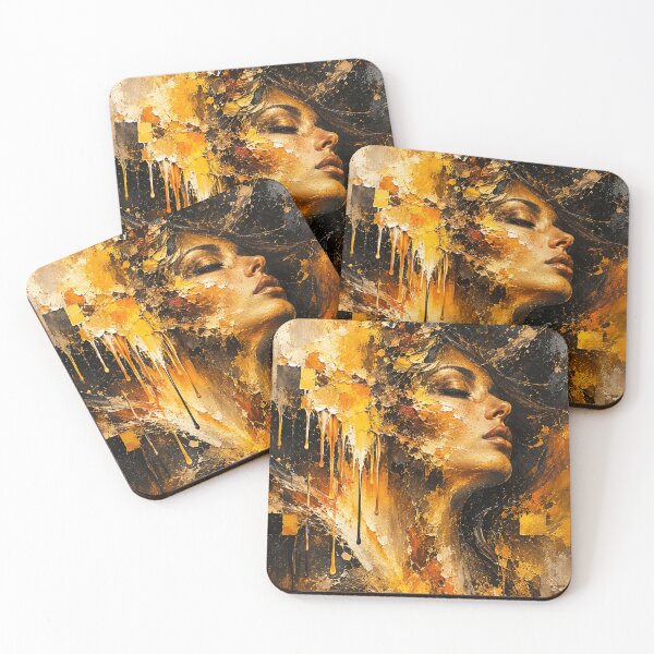 Item preview, Gilded Reverie - Black and Gold Abstract Woman Portrait designed and sold by Joey Santiago.