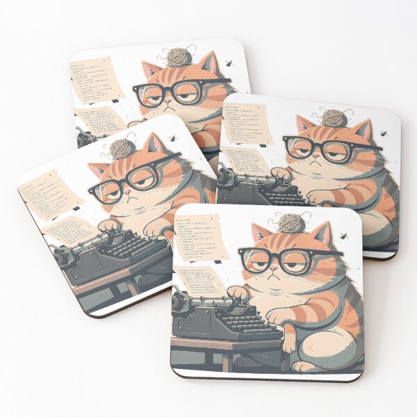 Item preview, Cute Coder Cat Typing on Retro Typewriter designed and sold by LEOYinger.