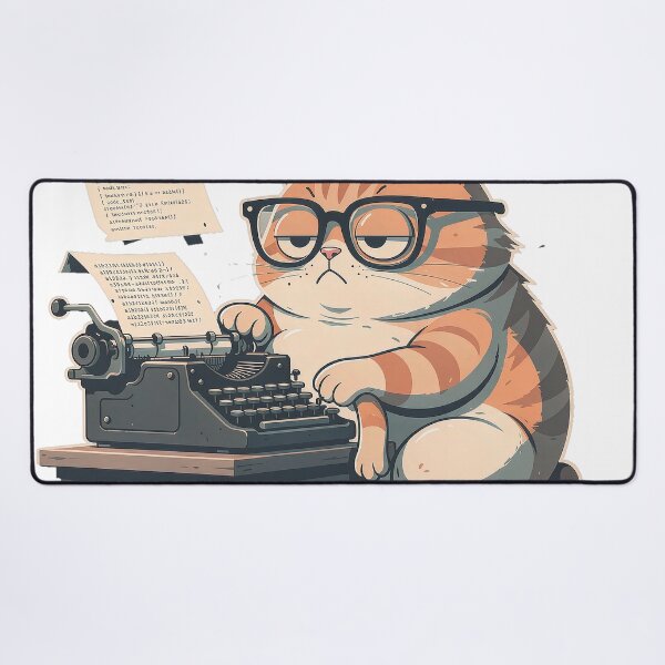 Item preview, Cute Coder Cat Typing on Retro Typewriter designed and sold by LEOYinger.
