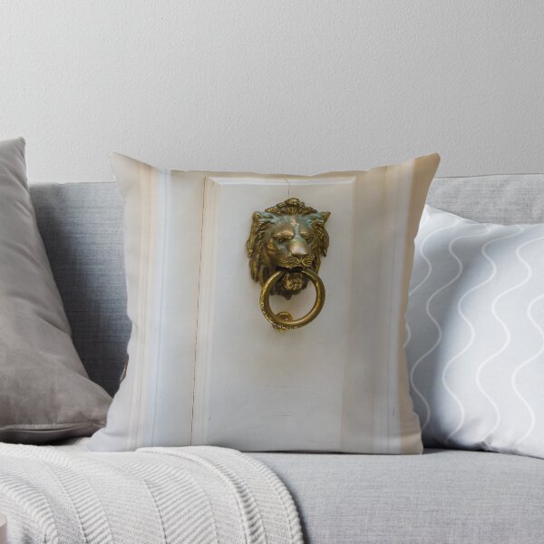 Item preview, Elegant Brass Lion Door Knocker on White Paneled Front Door for Classic Home Decor designed and sold by Nmallia.