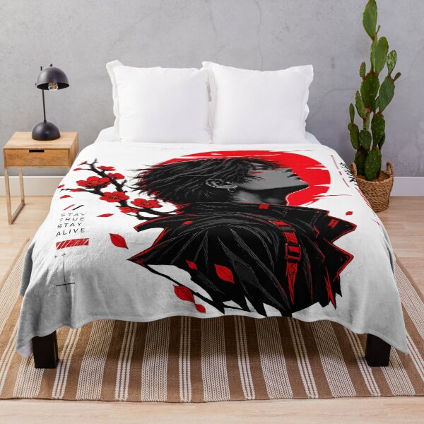 Item preview, Dark Anime Boy Red Moon Cherry Blossom designed and sold by Ekracreatives.