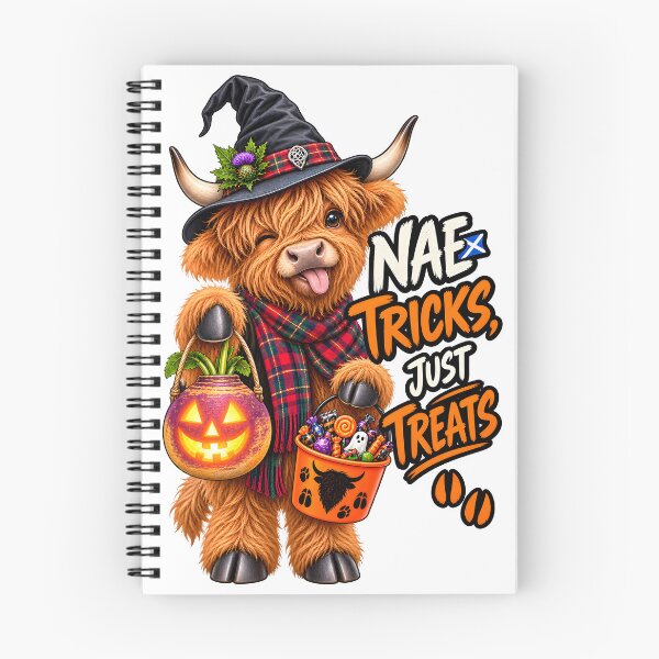 Item preview, Nae Tricks, Just Treats – Funny Scottish Highland Cow Halloween designed and sold by SMalcolmDesigns.