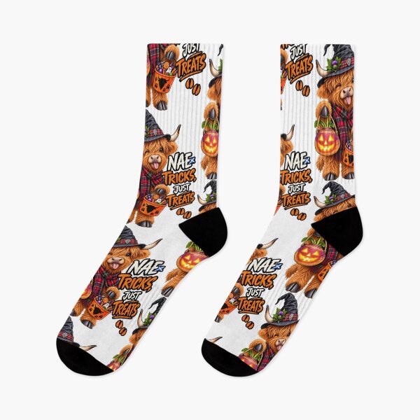 Item preview, Nae Tricks, Just Treats – Funny Scottish Highland Cow Halloween designed and sold by SMalcolmDesigns.