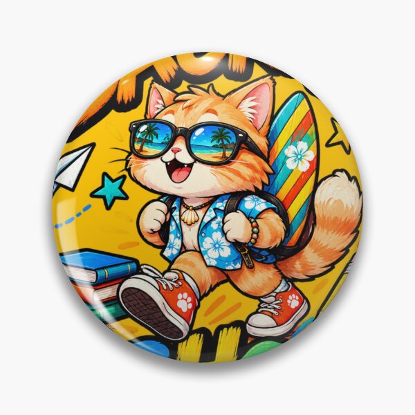 Item preview, Cool peachy Cat Surfer Back to School from beach designed and sold by BLUESKY11a.
