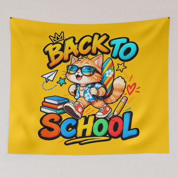 Item preview, Cool peachy Cat Surfer Back to School from beach designed and sold by BLUESKY11a.
