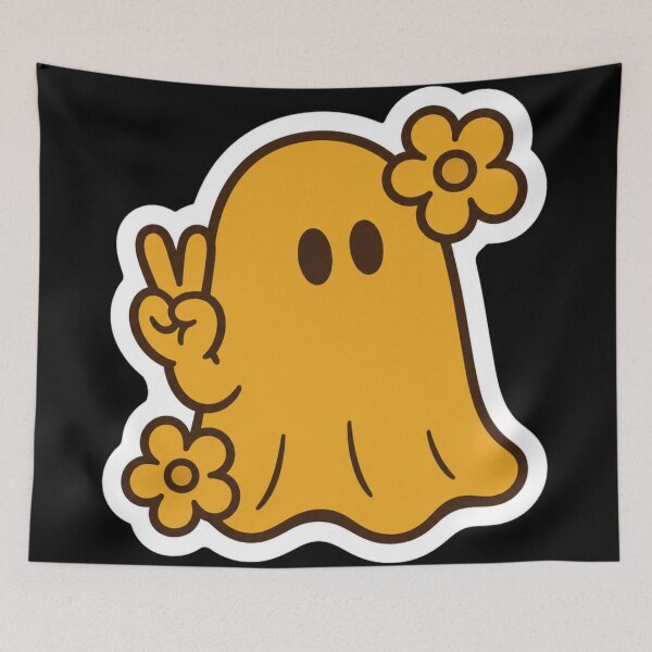 Item preview, Cute Retro Groovy Ghost with Daisy Flowers designed and sold by Vision Crafted.