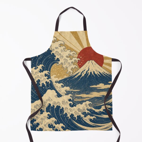 Item preview, The Great Wave and Mount Fuji with Red Rising Sun - Vintage Japanese Ukiyo-e Style designed and sold by vekotpu.
