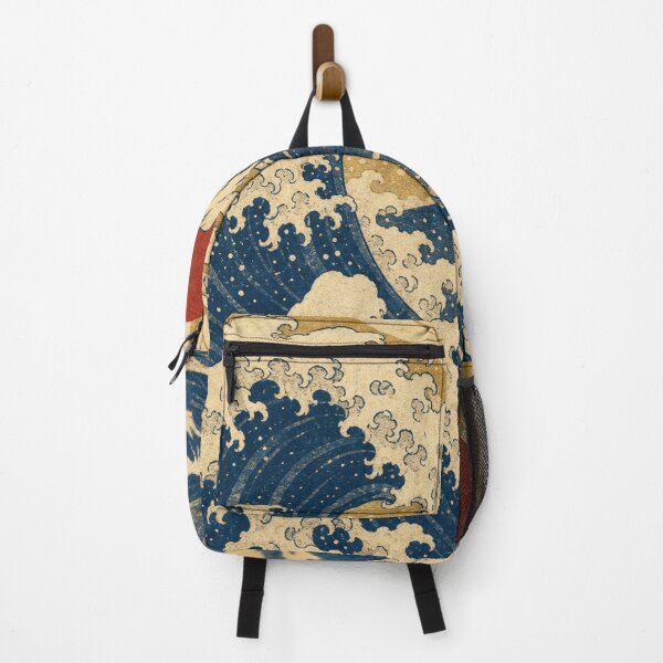 Item preview, The Great Wave and Mount Fuji with Red Rising Sun - Vintage Japanese Ukiyo-e Style designed and sold by vekotpu.