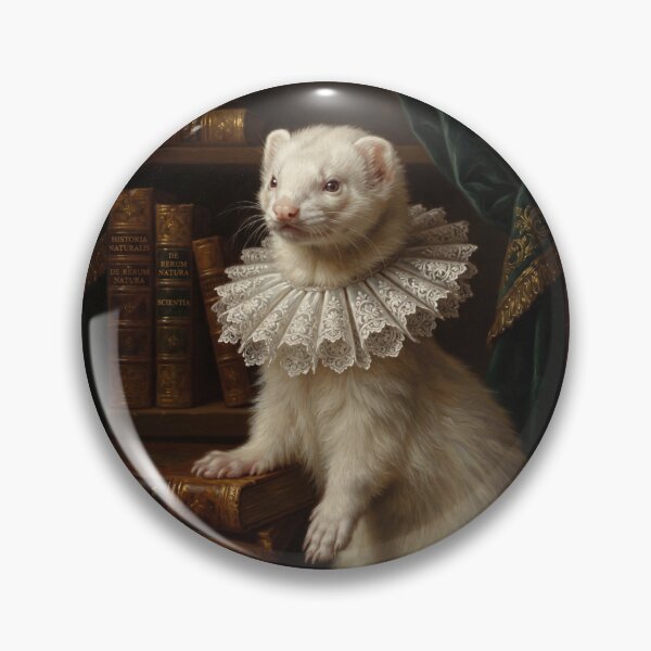 Item preview, Regal Ferret Portrait with Lace Ruff Collar designed and sold by Real Beast Art.
