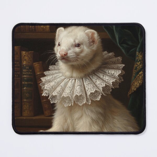 Item preview, Regal Ferret Portrait with Lace Ruff Collar designed and sold by Real Beast Art.
