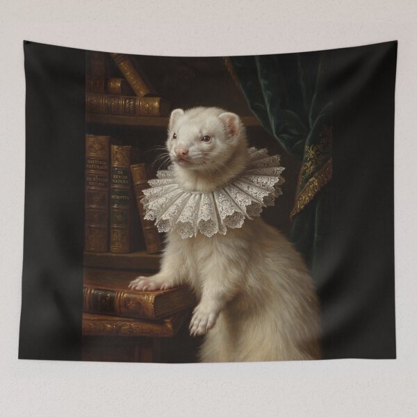 Item preview, Regal Ferret Portrait with Lace Ruff Collar designed and sold by Real Beast Art.