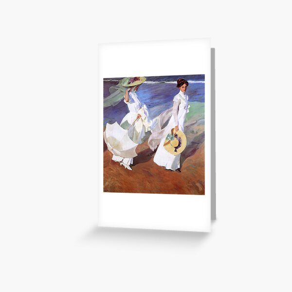 Joaquin Sorolla Women Walking on the Beach Impressionist Painting Greeting Card