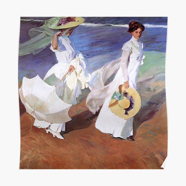 Joaquin Sorolla Women Walking on the Beach Impressionist Painting Poster