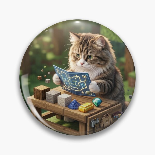 Item preview, KAM KAM The Voxel Master Builder Realistic Gamer Cat Art designed and sold by PetalsPaws.