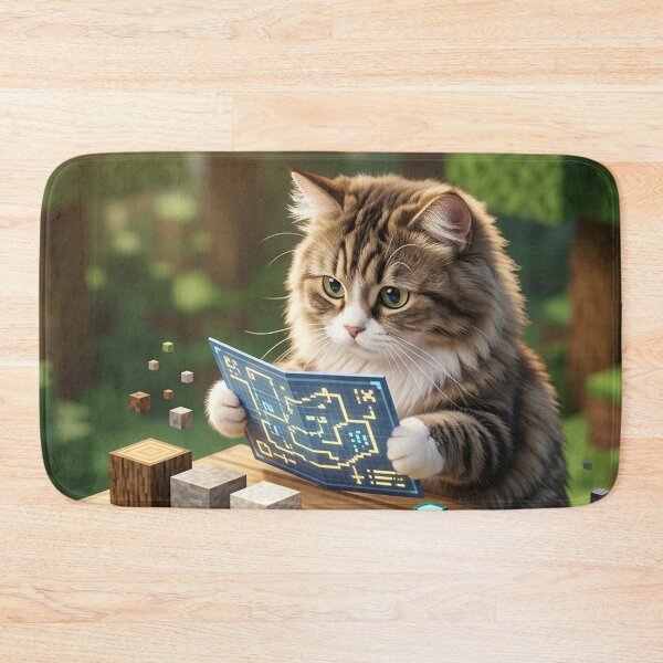 Item preview, KAM KAM The Voxel Master Builder Realistic Gamer Cat Art designed and sold by PetalsPaws.