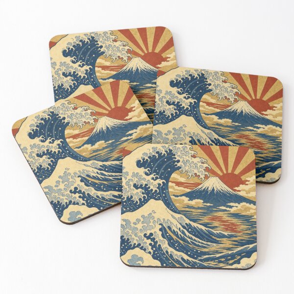 Item preview, The Great Wave Off Kanagawa and Mount Fuji Sunset - Vintage Japanese Ukiyo-e Art designed and sold by vekotpu.