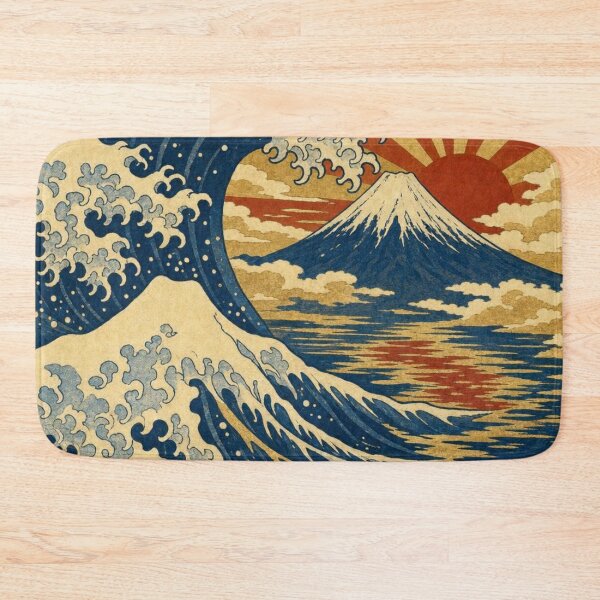 Item preview, The Great Wave Off Kanagawa and Mount Fuji Sunset - Vintage Japanese Ukiyo-e Art designed and sold by vekotpu.