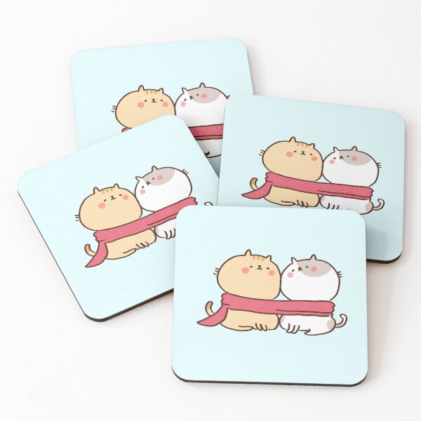 Item preview, Two Friendly Cats Sharing A Cozy Scarf designed and sold by Chunu Doodles.