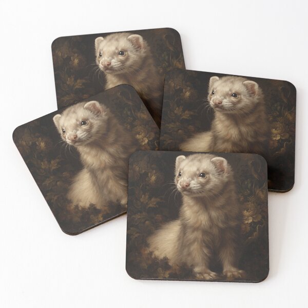 Item preview, Regal Ferret Portrait in Floral Darkness designed and sold by Real Beast Art.