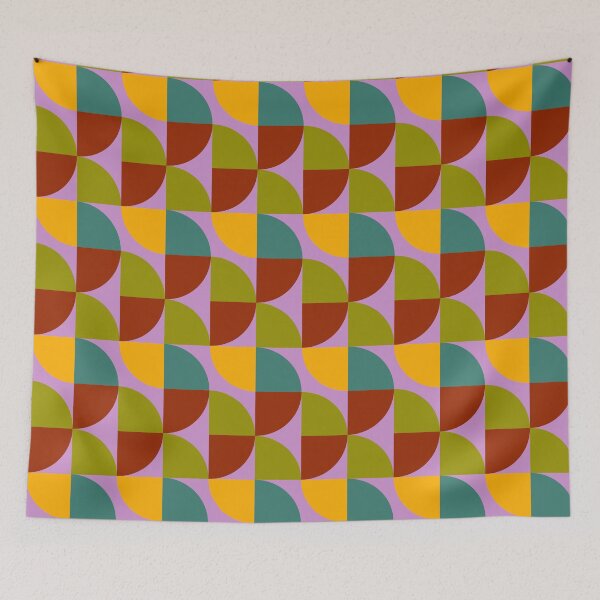 Item preview, Mid-Century Semicircle Grid – Retro Bauhaus Geometric Pinwheel Pattern designed and sold by Frohyou.