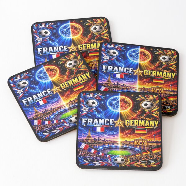 Item preview, Germany vs France football match poster/cosmic neon football rival art  designed and sold by Nexus Space.