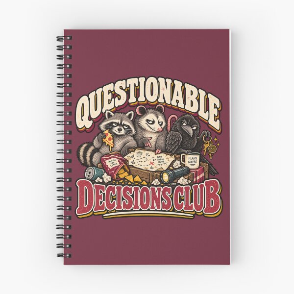 Item preview, Questionable Decisions Club – Funny Raccoon Possum Crow Retro Animal Humor designed and sold by OddCritterCo.