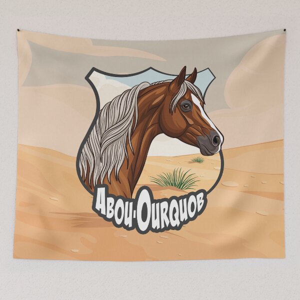 Item preview, An Arabian horse named Abu'Urqub, a coat of arms, and a desert. designed and sold by Cheval-de-coeur.