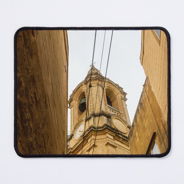 Item preview, Historic Clock Tower In Malta: Golden Stone Facade, Tall Bell Tower With Weathered Exterior designed and sold by Nmallia.