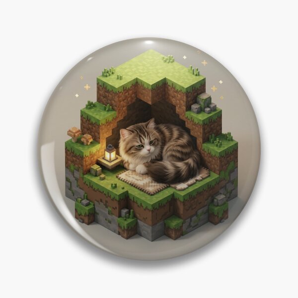 Item preview, KAM KAM Sleeping in Cozy Voxel Cave Realistic Cat Art designed and sold by PetalsPaws.