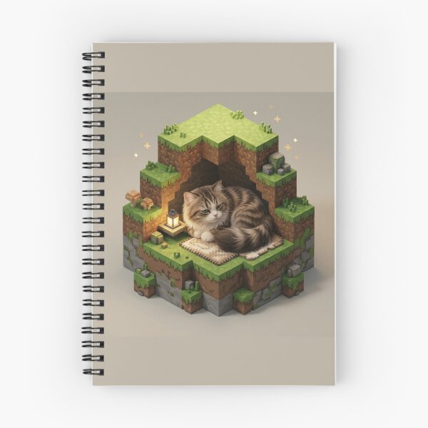 Item preview, KAM KAM Sleeping in Cozy Voxel Cave Realistic Cat Art designed and sold by PetalsPaws.