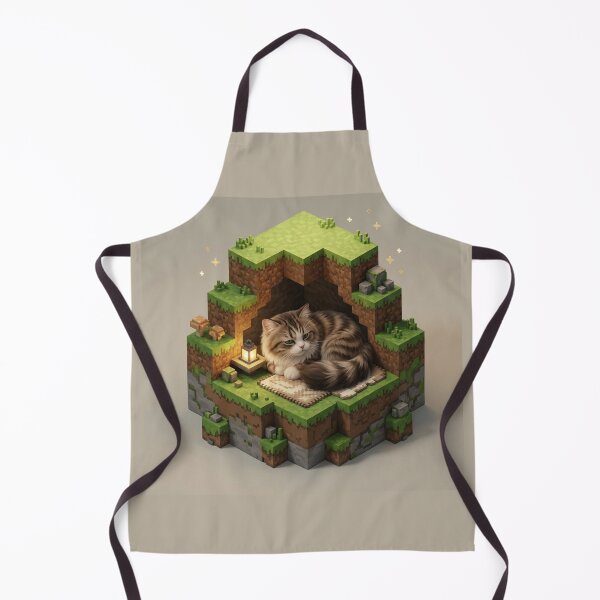 Item preview, KAM KAM Sleeping in Cozy Voxel Cave Realistic Cat Art designed and sold by PetalsPaws.
